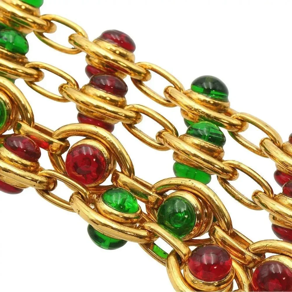 CHANEL Gold-tone Gripoix Chain Long Necklace Vintage - Picture 2 of 8